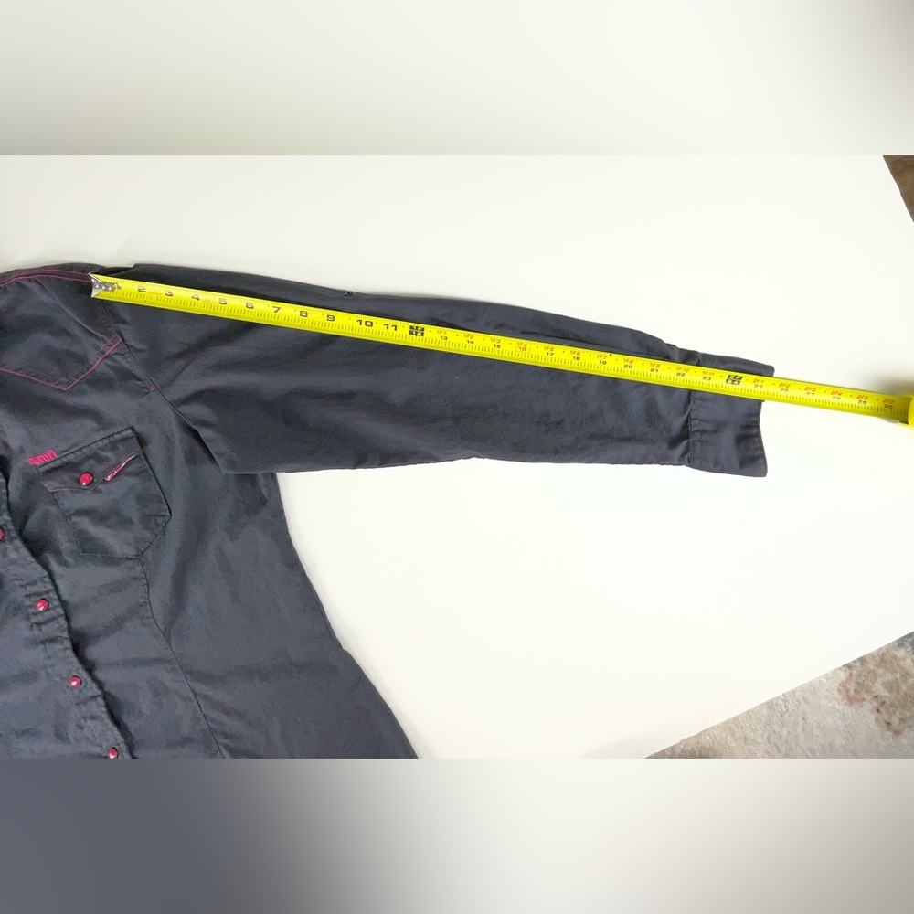 Cruel Women’s Western Gray w/ Pink Snap Button Long Sleeve Shirt | Size XL - Picture 9 of 12